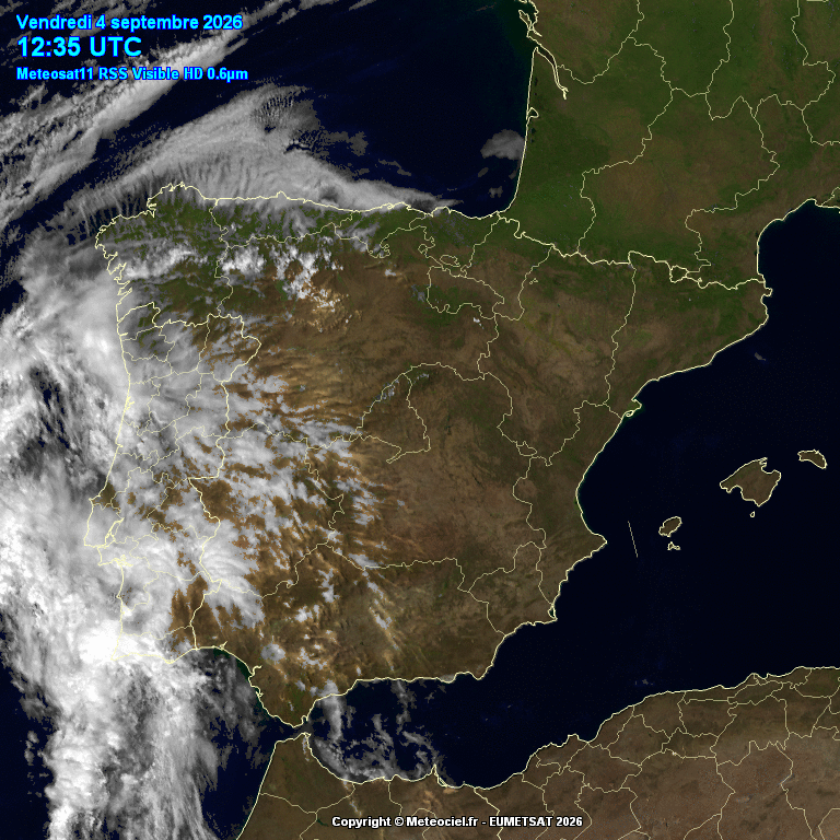 Animación imágenes satélite Meteosat. Poco nuboso Aumento de la nubosidad