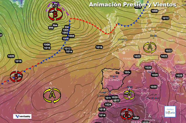 Animación presión y viento, Bloqueo anticlónico