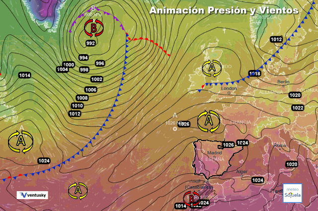 Animación presión y viento, Bloqueo anticlónico