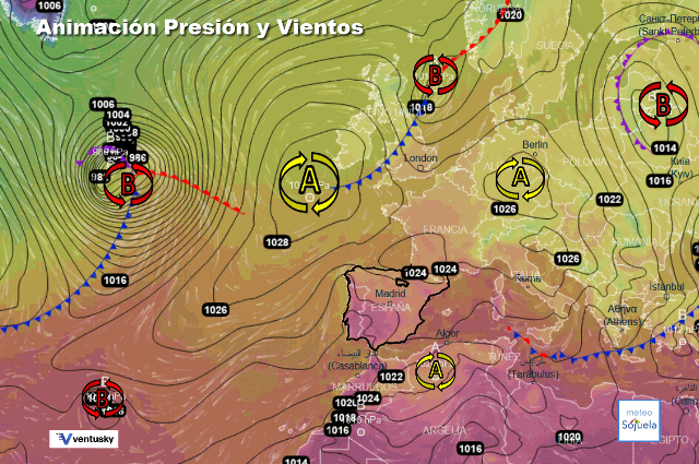 Animación presión y viento, Bloqueo anticlónico