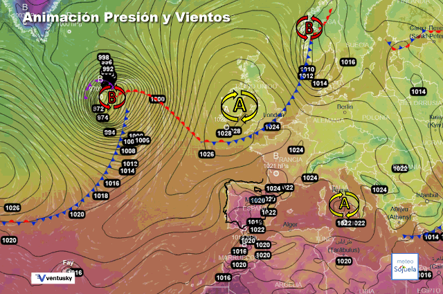 Animación presión y viento, Bloqueo anticlónico