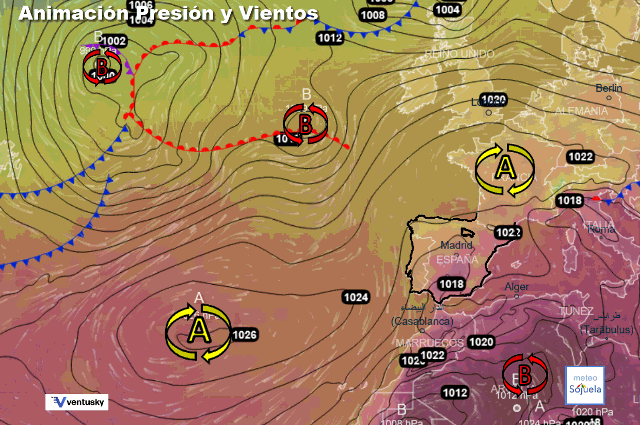 Animación presión y viento, Bloqueo anticlónico