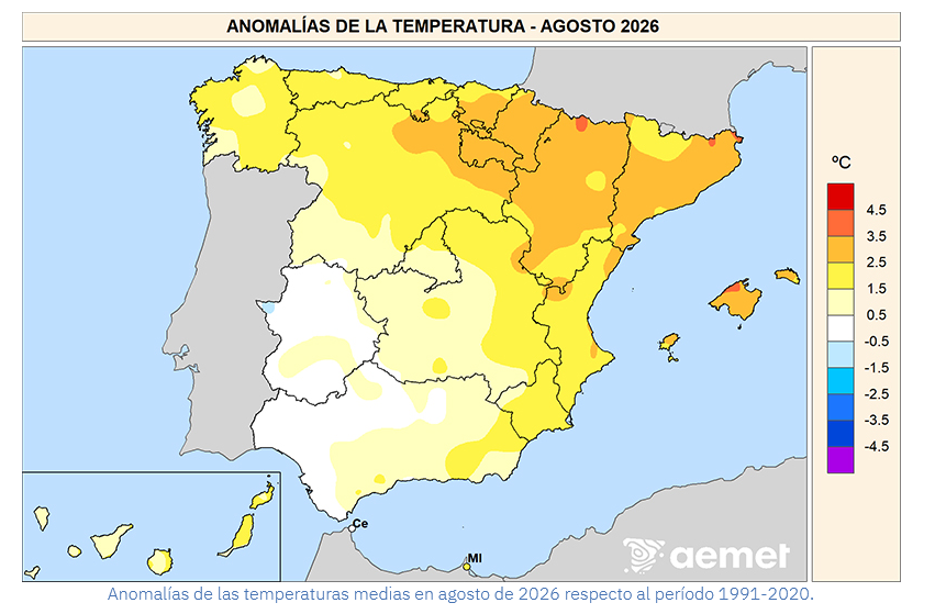 Anomalía de la Temperatura Agosto 2026