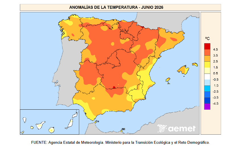 Anomalía de la Temperatura Junio 2026