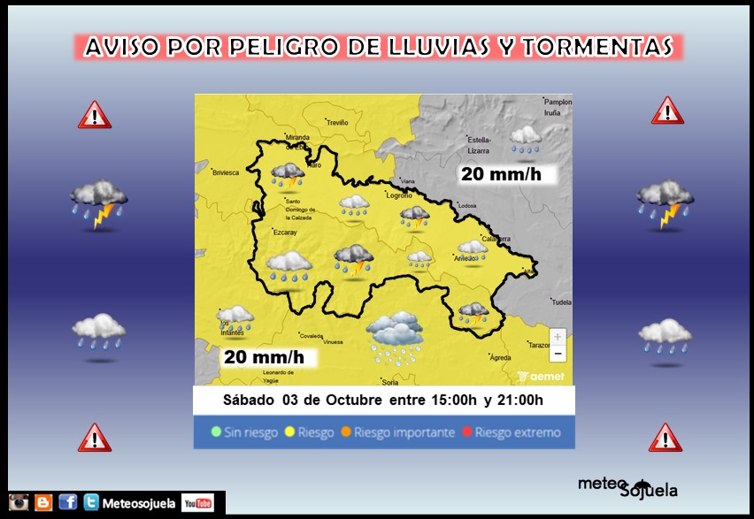 Aviso Amarillo por LLuvias y Tormentas La Rioja AEMET