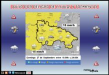 Avisos Amarillos por Lluvias y Tormentas. Domingo 27 de Septiembre Aviso Amarillo por LLuvias y Tormentas en La Rioja AEMET