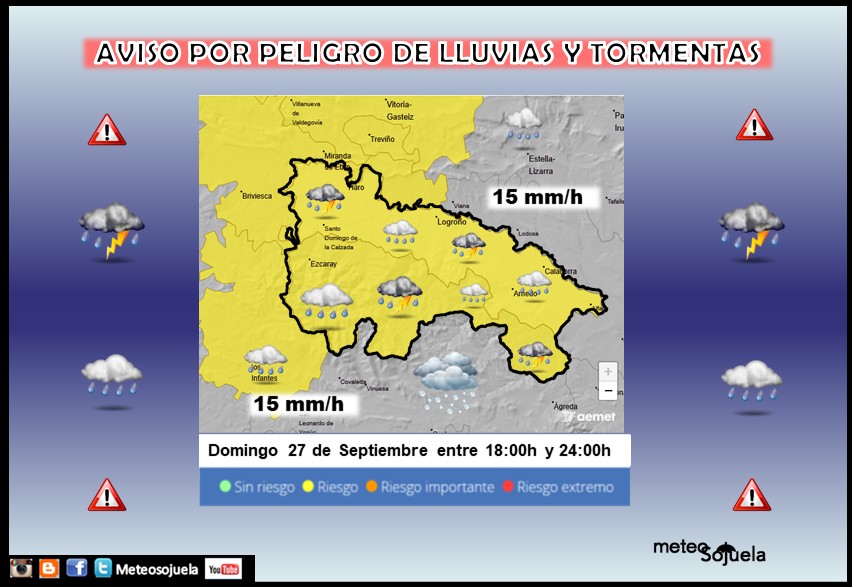 Aviso Amarillo por LLuvias y Tormentas en La Rioja AEMET