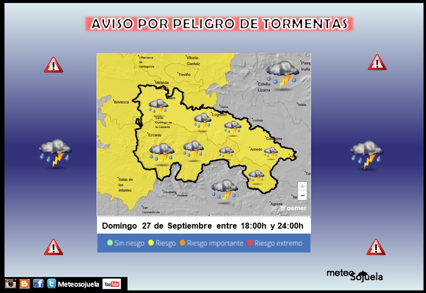 Aviso Amarillo por Tormentas en La Rioja AEMET