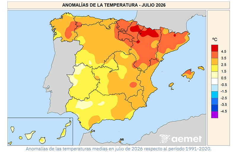 Anomalía de Temperatura Julio 2026