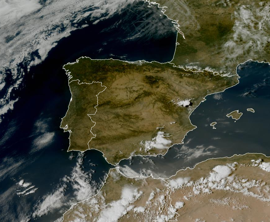 Imagen de satélite. Cielos poco nubosos o despejados