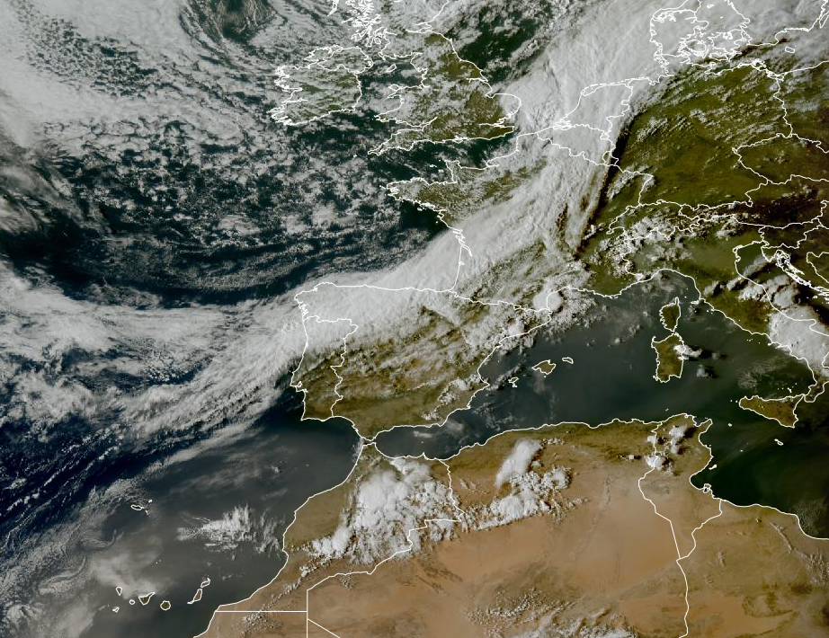 Imagen de satélite. Frente alcanzado la península