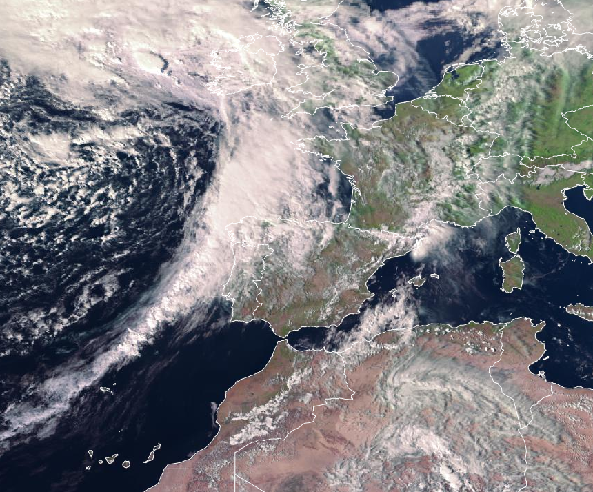 Imagen de satélite. Frente alcanzando la península
