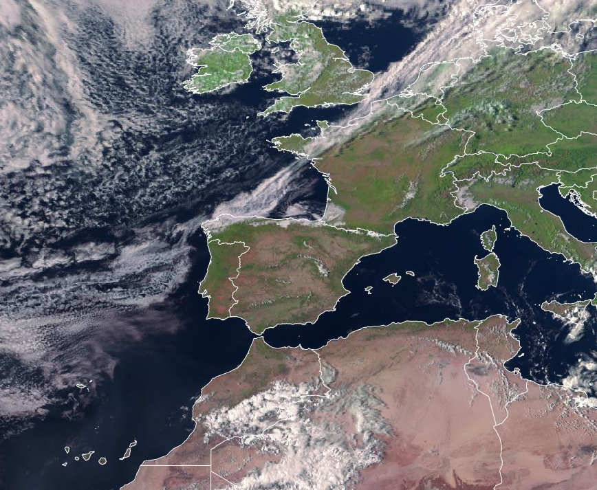 Imagen de satélite. Frente alcanzando la península