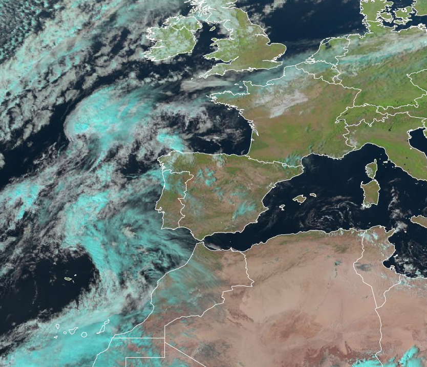 Imagen de satélite. Frentes acercándose hacia la península