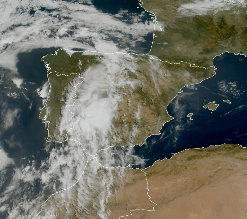 Imagen de satélite. Nubes asociadas a DANA