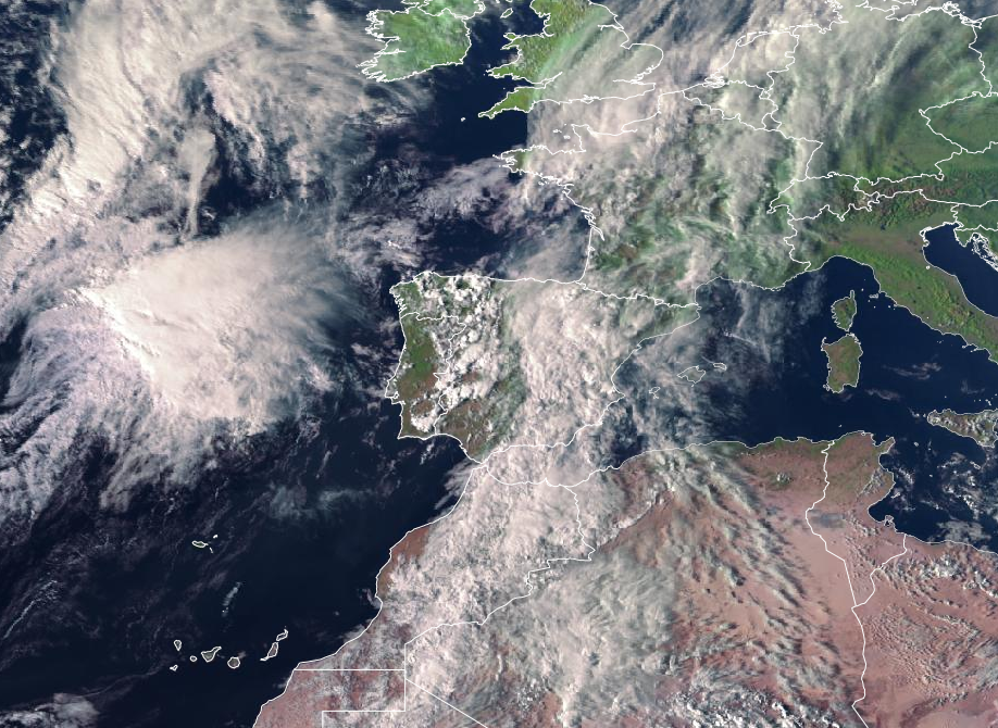 Imagen de satélite. Nubosidad abundante