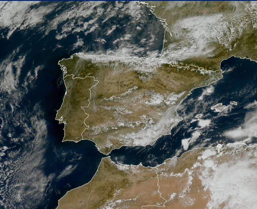 Imagen de satélite. Nubosidad variable. Frente en frontolisis