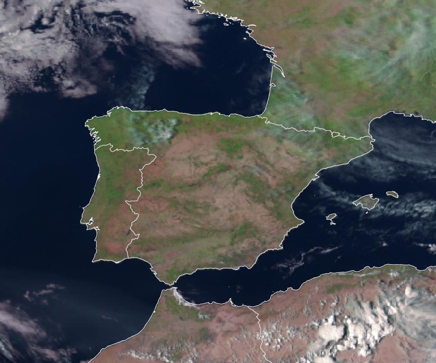Imagen de satélite. Poco nuboso o despejado
