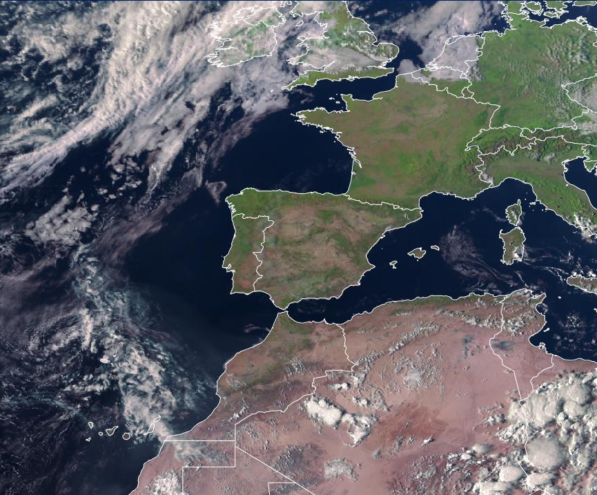 Imagen de satélite. Poco nuboso o despejado