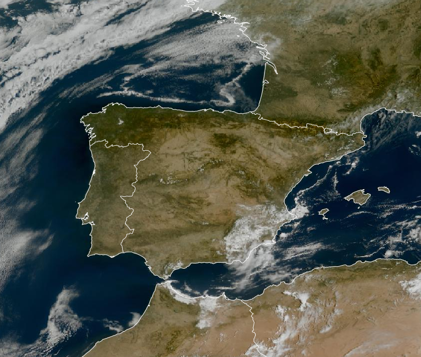 Imagen de satélite. Poco nuboso o despejado