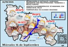 El tiempo de hoy en La Rioja. 16/09/2026. Frente y desplome térmico Mapa del tiempo en La Rioja. Meteosojuela