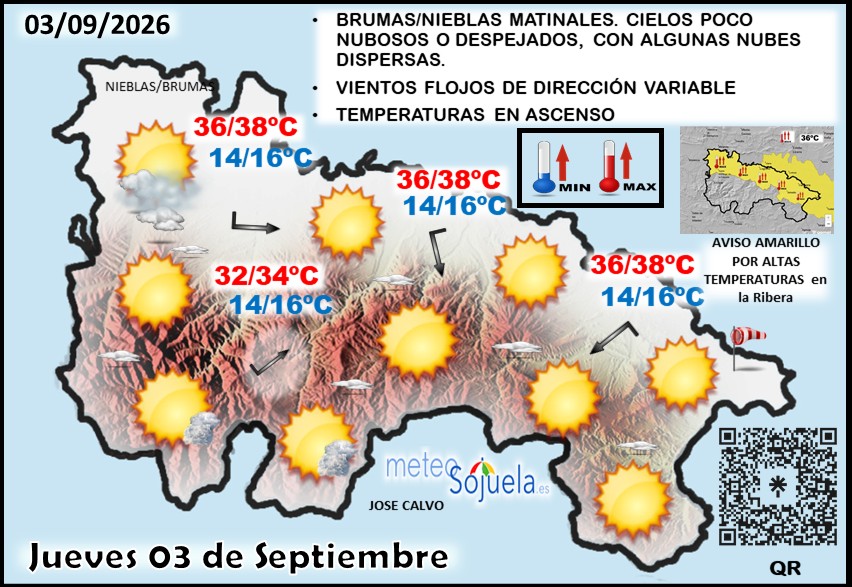 Mapa del tiempo en La Rioja. Meteosojuela