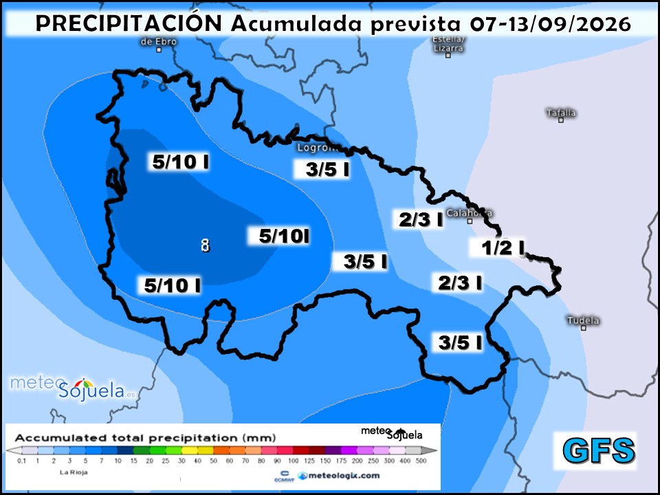Precipitación Acumulada según GFS Meteosojuela La Rioja