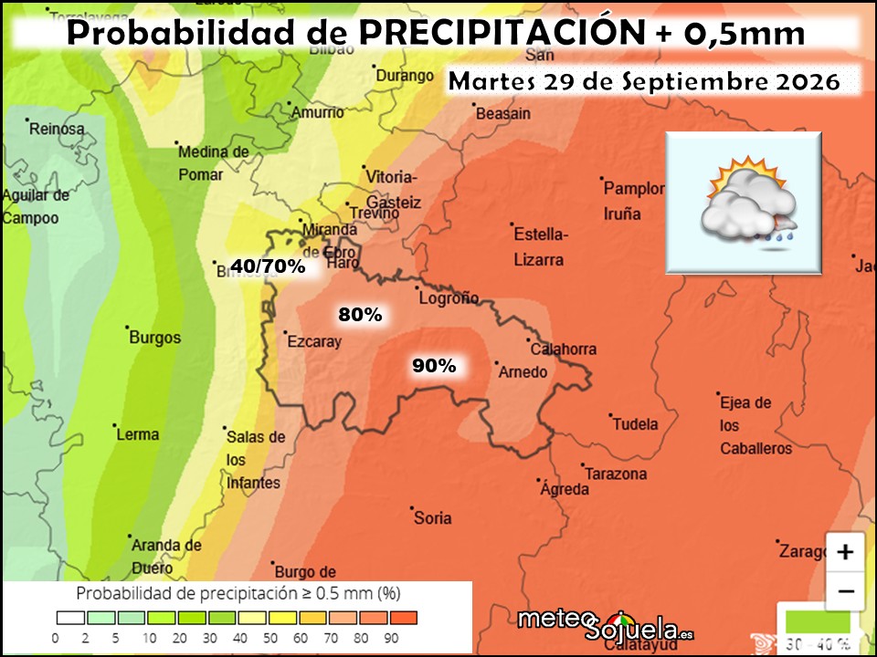 Probabilidad de precipitación según AEMET