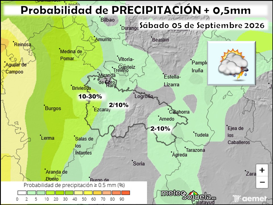 Probabilidad de precipitación según AEMET