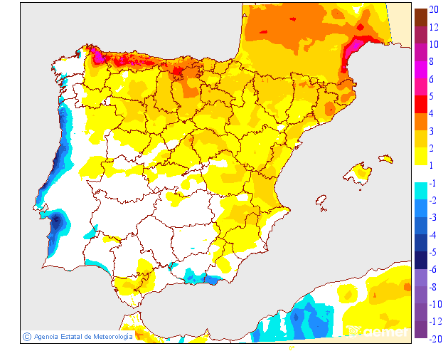 Variación de temperaturas máximas AEMET 14 Meteosojuela