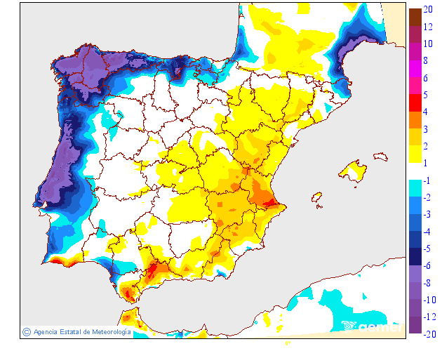 Variación de temperaturas máximas AEMET 15 Meteosojuela