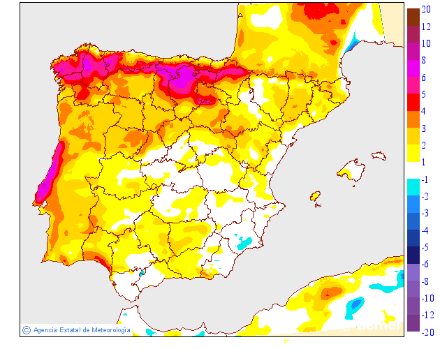 Variación de temperaturas máximas AEMET Meteosojuela 19