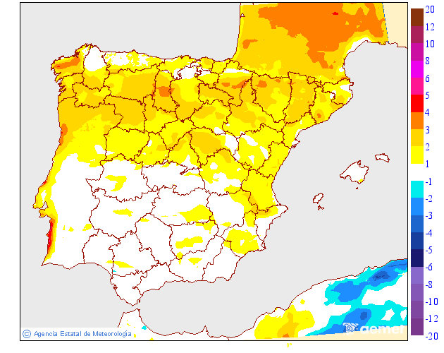 Variación de temperaturas máximas AEMET Meteosojuela 20