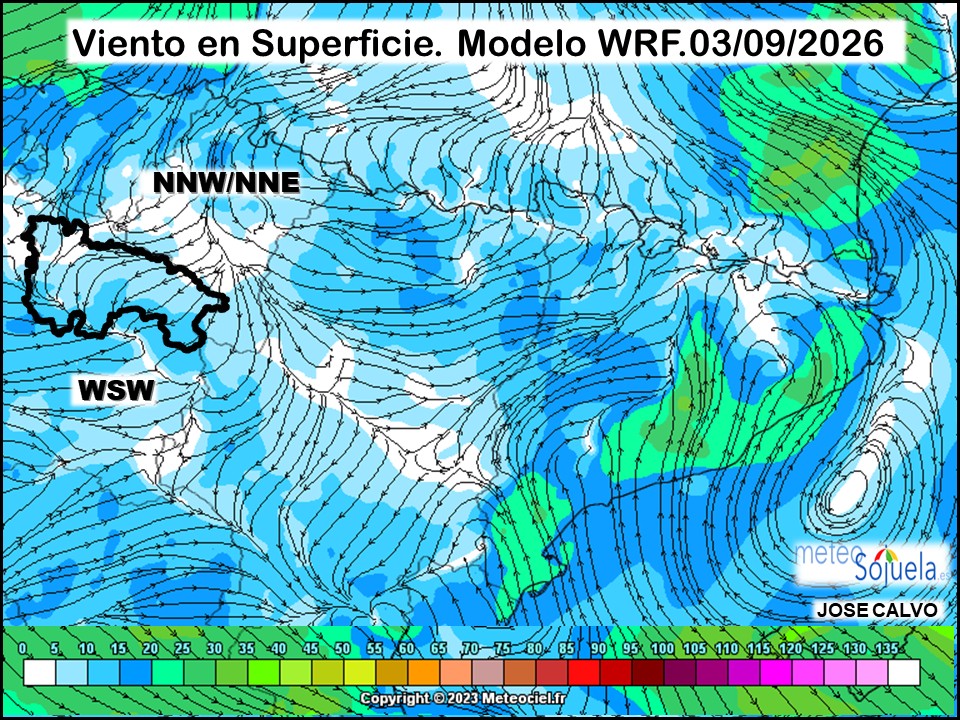 Viento en Superficie Modelo WRF Meteosojuela.