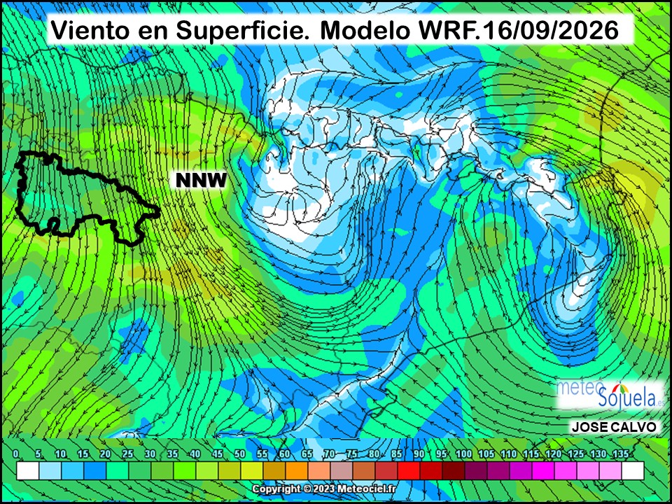 Viento en Superficie Modelo WRF Meteosojuela.