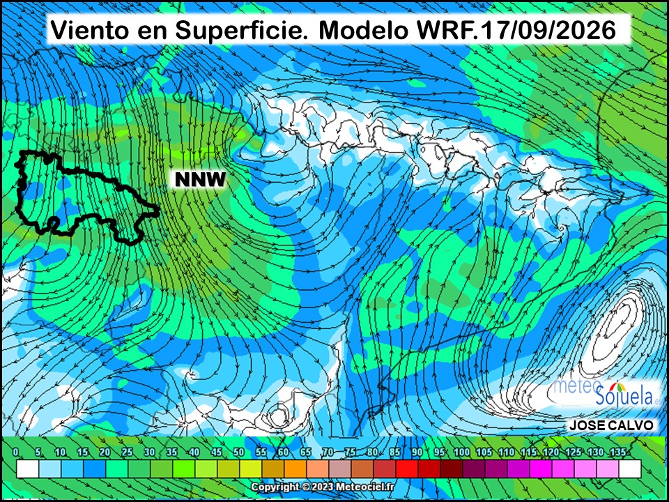 Viento en Superficie Modelo WRF Meteosojuela.
