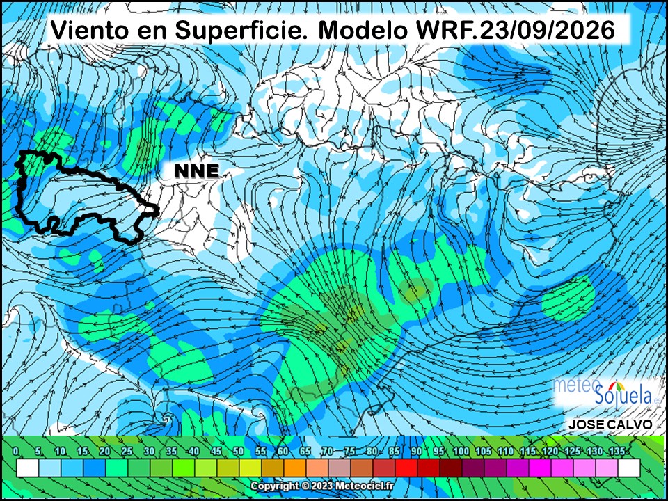 Viento en Superficie Modelo WRF Meteosojuela.
