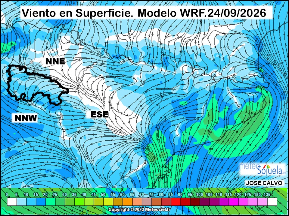 Viento en Superficie Modelo WRF Meteosojuela.