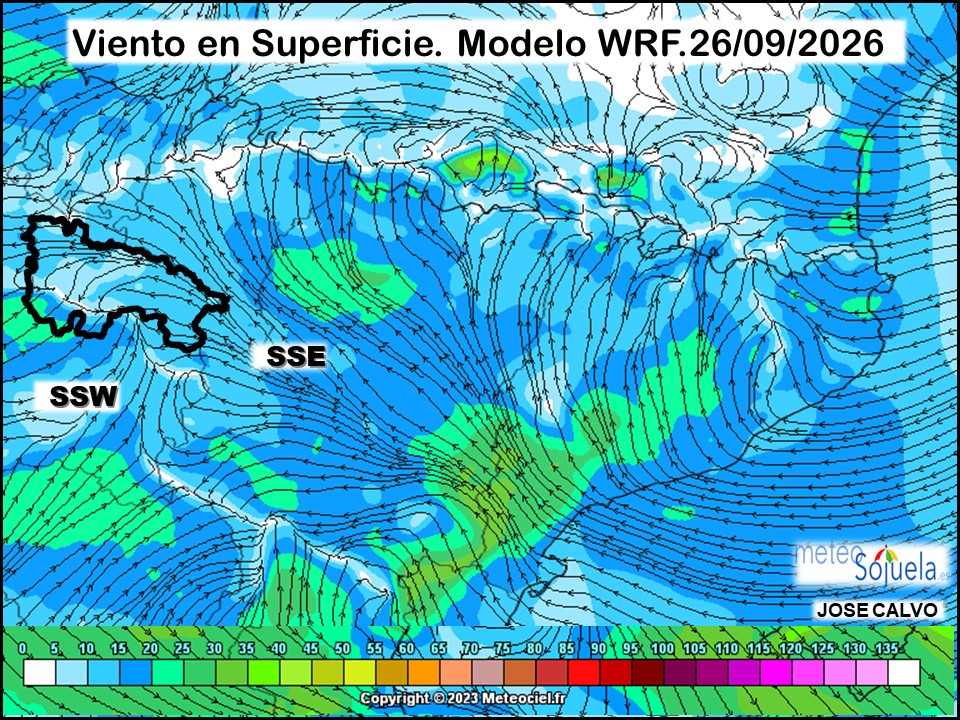 Viento en Superficie Modelo WRF Meteosojuela.