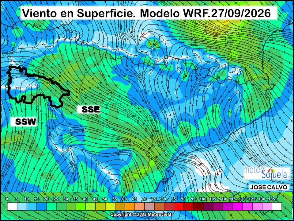 Viento en Superficie Modelo WRF Meteosojuela.
