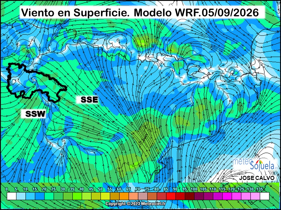 Viento en Superficie Modelo WRF Meteosojuela.
