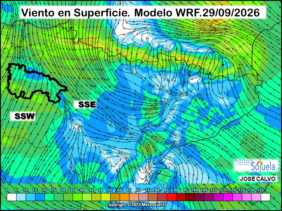 Viento en Superficie Modelo WRF Meteosojuela.