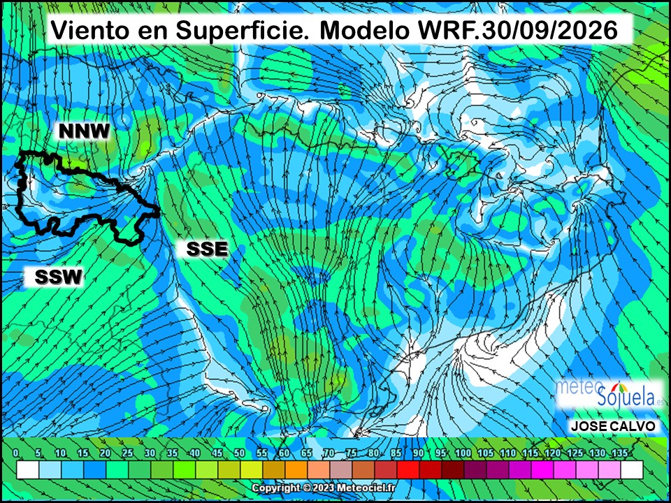 Viento en Superficie Modelo WRF Meteosojuela.