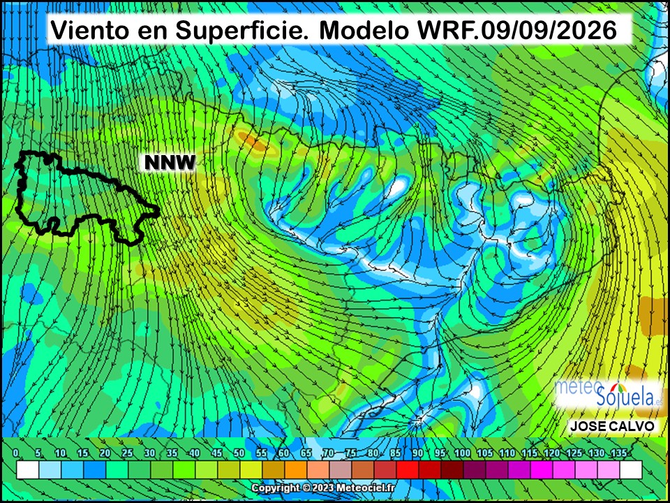 Viento en Superficie Modelo WRF Meteosojuela.