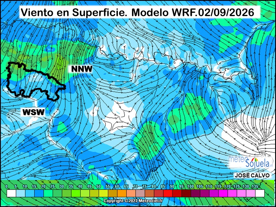 Viento en Superficie Modelo WRF Meteosojuela.