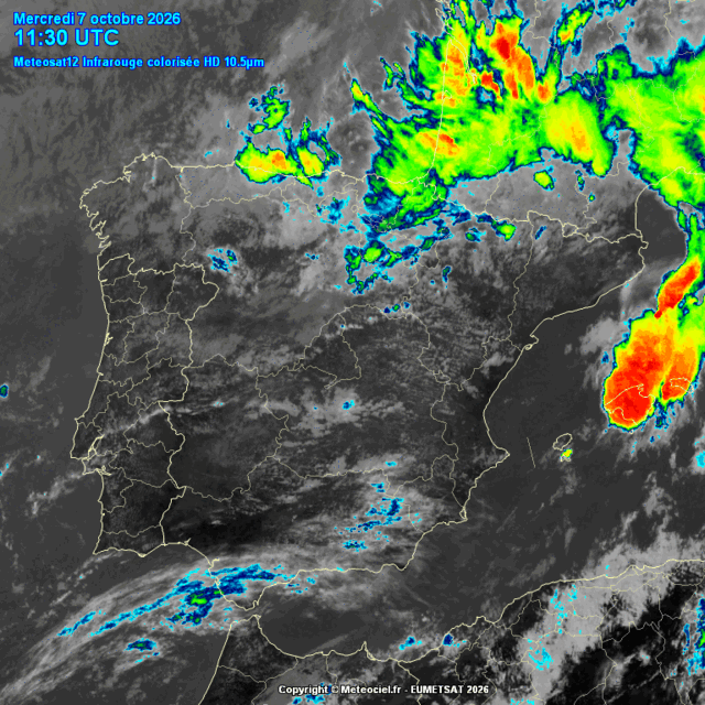 Animación imágenes satélite Meteosat. Frentes y líneas de inestabilidad