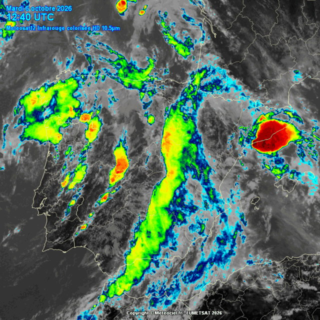 Animación imágenes satélite Meteosat. Líneas de Inestabilidad y Tormentas