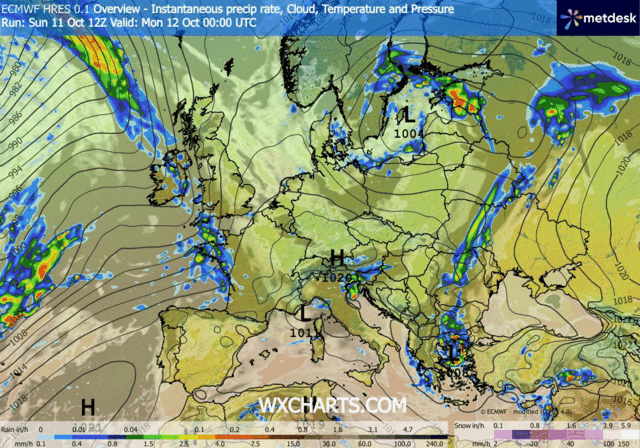Animación Modelos de Centros de presión y borrascas GFS Europa. Meteosojuela La Rioja