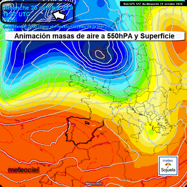 Animación Masas de aire 500hPa y Superficie.