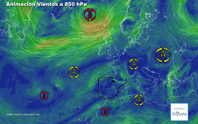 Animación Viento a 850hPa. Vientos de Levante